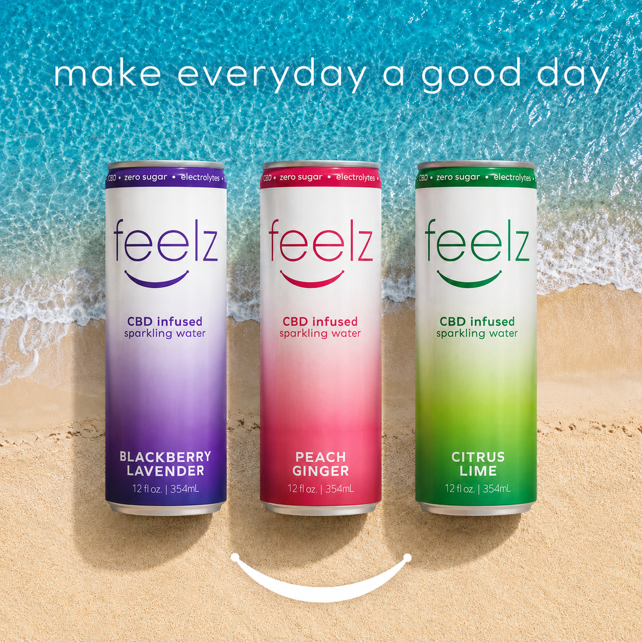 Feelz CBD Enhanced Sparkling Water can flavor lineup